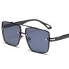 Gradual change sunset double beam square frame metal large frame sunglasses sunglasses men and women UV protection