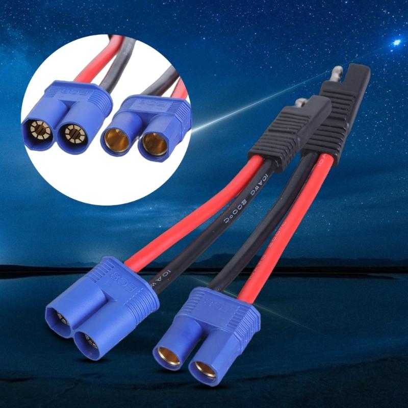 1 Set EC8 to SAE Adapter Cable 10AWG Silicone Wire Line For Car ESC Motor Emergency Start Solar Panel 16cm Long