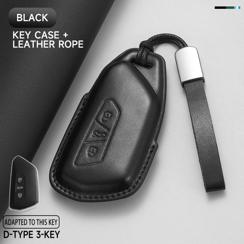 Genuine Leather Car Key Case Cover Key Bag For VW Volkswagen Golf 8 MK8 ID.3 ID.4 Cupra Skoda Octavia A8 Protect Set Accessories