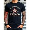 T-shirt grafica Texaco Motor Oil vintage da uomo, classica maglietta a maniche corte con girocollo in misto cotone con stampa logo stella retrò per abbigliamento casual quotidiano