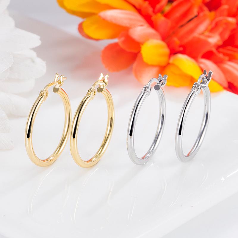 European & American Fashionista Statement Large Hoop Earrings: Women's Stylish Korean Minimalist Versatile Round Circle Studs