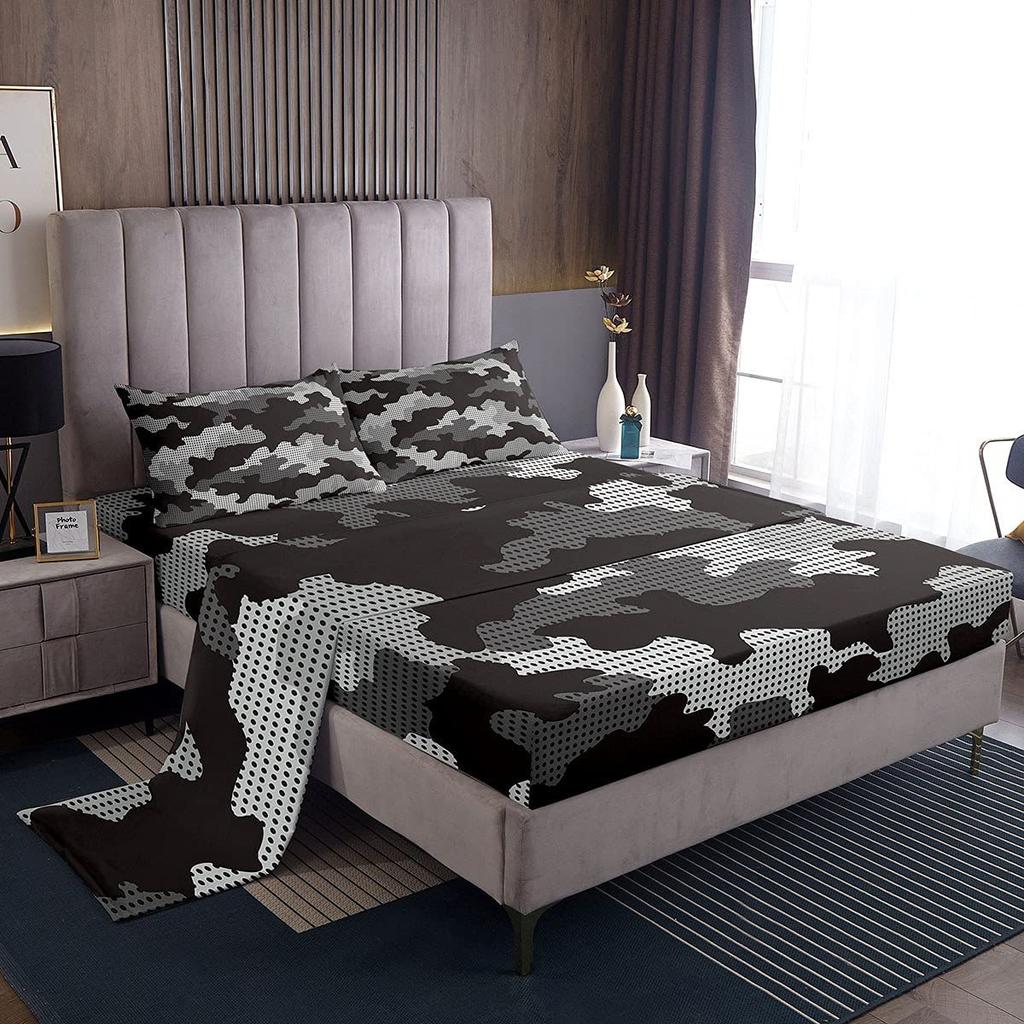 Camouflage Personalized Pattern Bed Hat Four-Piece Bedding Set Bedroom Dormitory Bedding Decoration