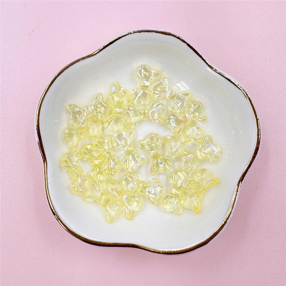 Бусины для изготовления маленьких бантиков, цепочки для мобильных телефонов, креативный материал, декоративные украшения, аксессуары AB, блестящие, своими руками, 30 шт., 8,7*14,7 мм, прозрачные бусины жёлтый