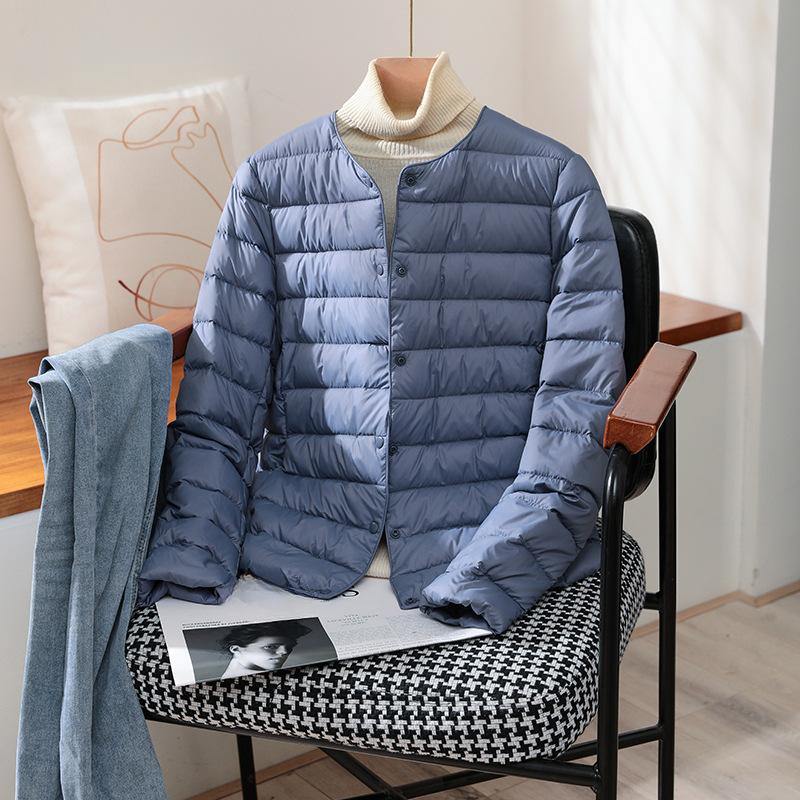 Lightweight Down Jacket for Women, Short Round Neck, Warm Inner Lining, Slim Fit, Thin Inner Layer, Oversized Jacket, Trendy