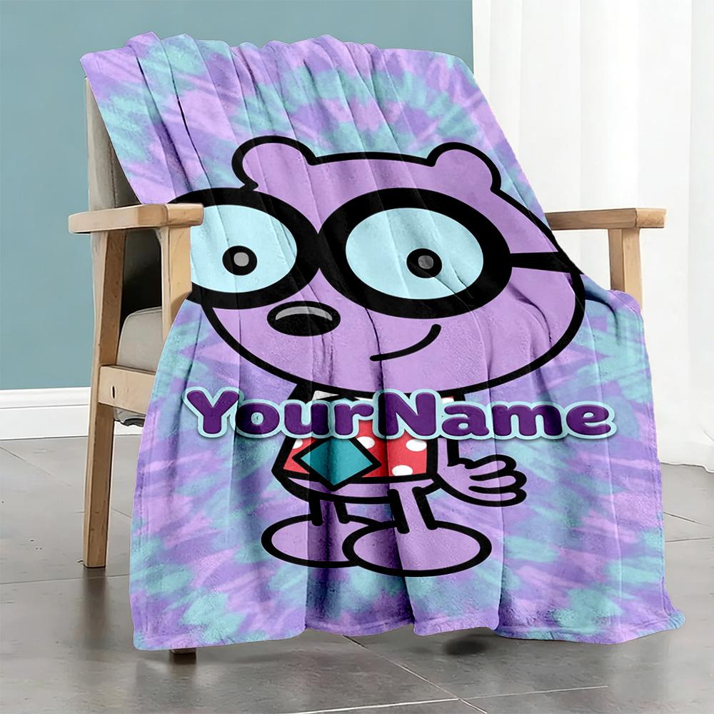 Wow! Wow! Wubbzy Customize Text Blanket Cozy Customizable Blanket Durable Comfort Perfect for Couch Livingroom Picnics Sofa Ideal for All Seasons