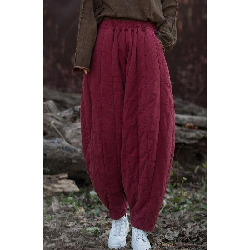Women's Down Cotton Pants Thickened Warm Winter Wide-leg Pants Fashion All-match Casual Pants