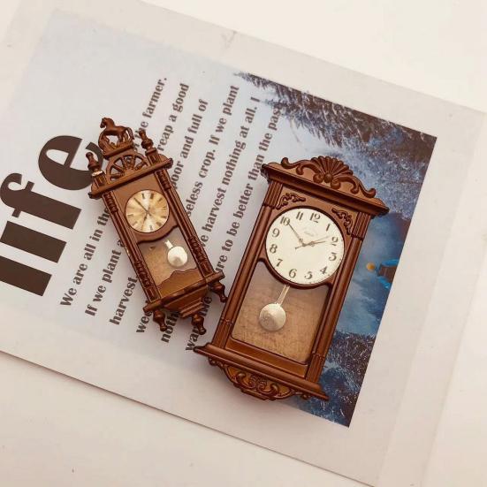 Dollhouse Wall Clock Portable Cosplay Lightweight Mini Vintage Wooden Hanging Clock Model Daily Display