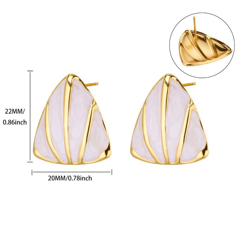 Color Drip Stainless Steel Earrings Triangular Geometry Niche Personality Sweet Wind