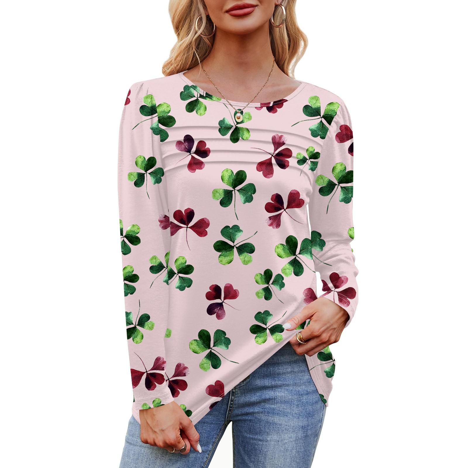 

Женский свободный повседневный топ с круглым вырезом и длинными рукавами, модный топ XXXL розовый