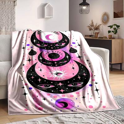 1pc Moon Eyes Blanket, Lightweight Flannel Throw Blanket for Sofa, Bed, Travel, Camping, Living Room, Office, Couch, Chair, and Bed