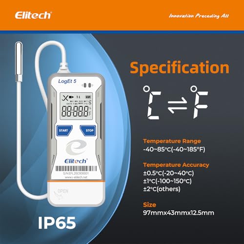 Elitech LogEt5 Temperature and Humidity Data Logger (USB Connection, with Temperature Probe)