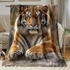 1pc Tiger Lying Down Blanket - Lightweight Flannel Throw with Realistic Tiger Print Soft Warm All-Season Cozy Blanket for Sofa