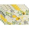 Lemon Bee Floral Printed Placemats Heat Resistant Summer Farmhouse Dining Outdoor Picnic Casual Table Accents