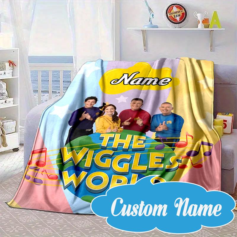 Custom Name Wiggly World Tour Adventure Blanket bed sofa Blanket Flannel Blanket for Camping, Hiking, Picnic Essentials,gift for Fan family