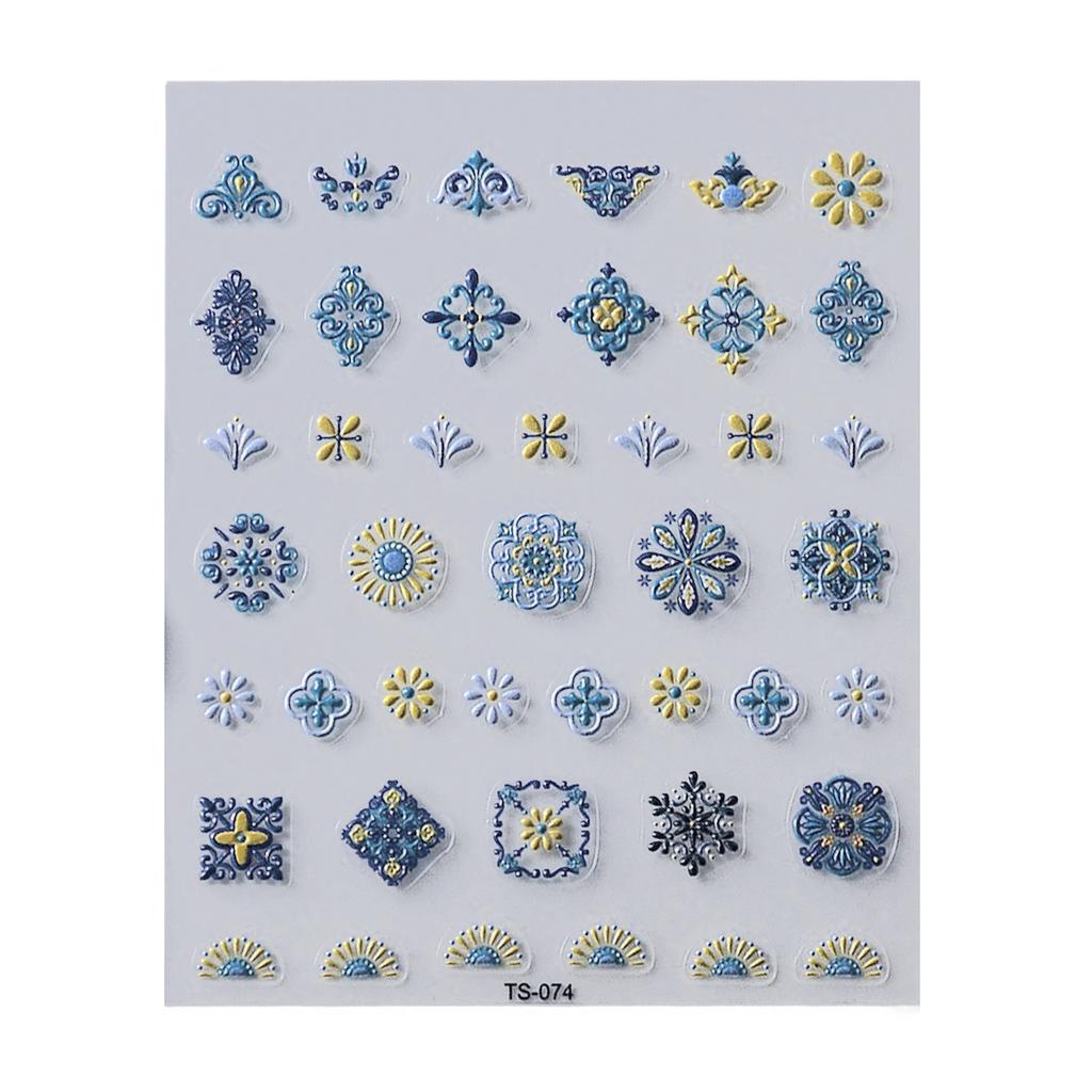 3D Flowers Manicure Stickers Self Adhesive Embossed Nail Decals for Women Manicure Decoration