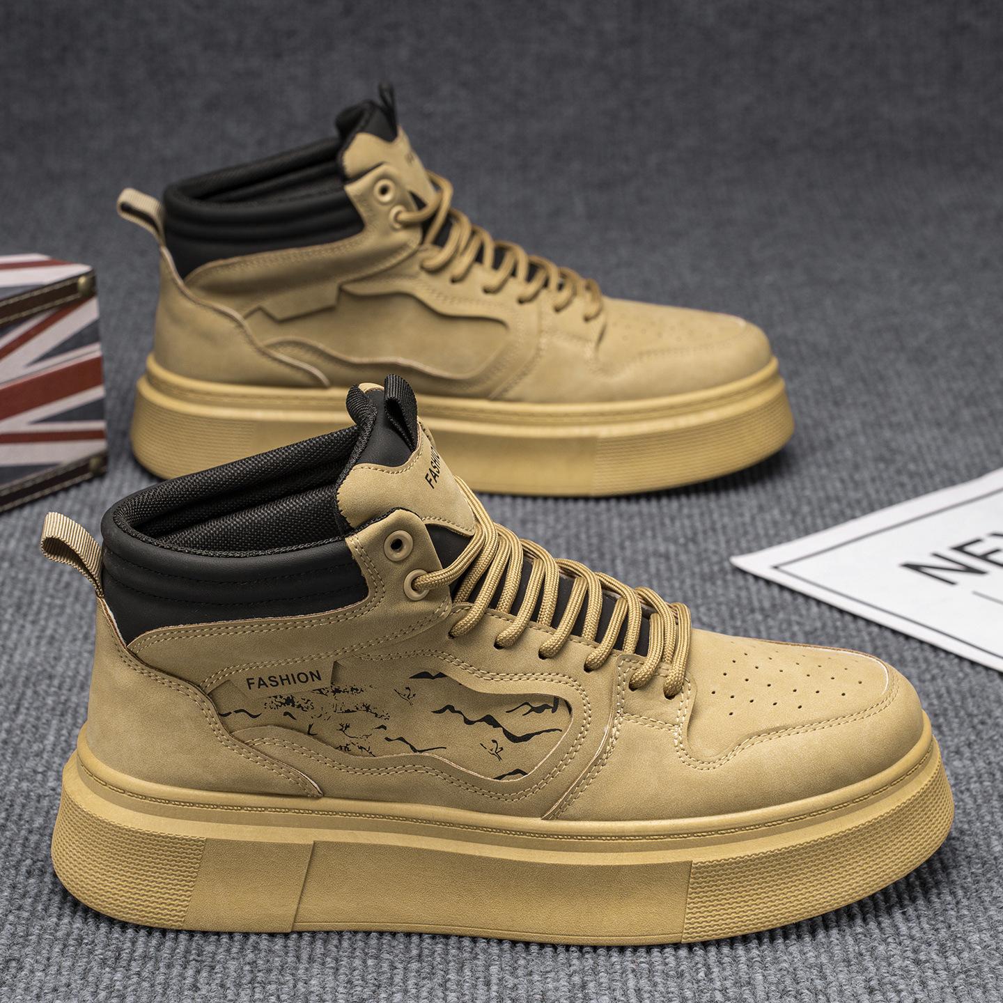 

Autumn men s shoes new high-top little white shoes men s trend versatile platform sports shoes casual board shoes trendy shoes 39