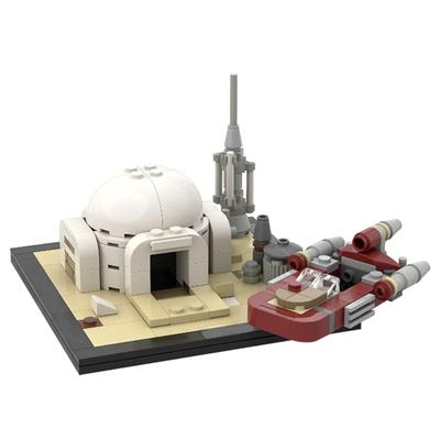 Desert Homestead MOC Building Blocks, Tatooine Inspired Hut with Speeder, Space War Diorama for Sci-Fi Fans