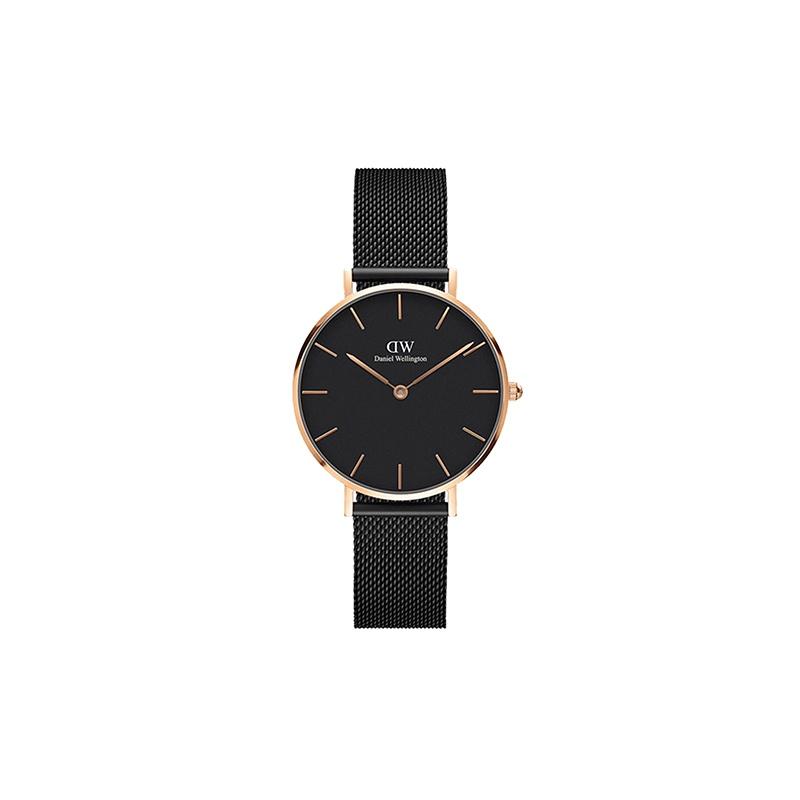 DANIEL WELLINGTON Fluid Gold Watch, Quartz Movement, Black Dial, Women's Watch, Fashionable and Simple European and American Watch DW00100201