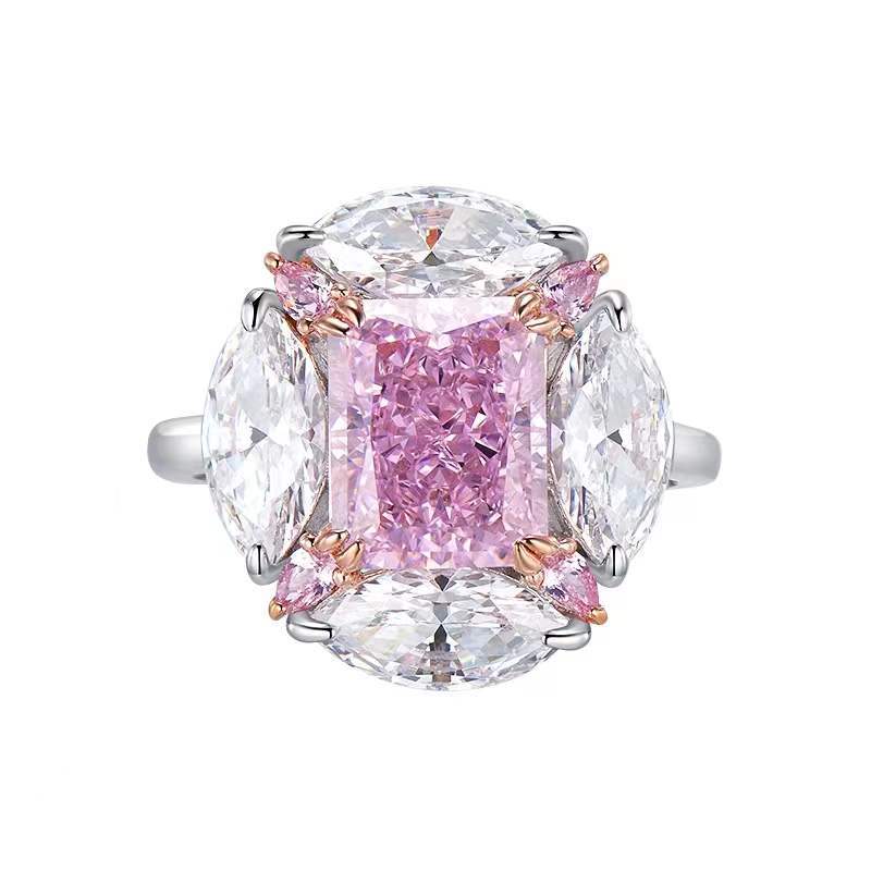 Ring Girl Fresh and Simple Square Pink Diamond Zircon Opening Ring Diamond Set Hand Jewelry 2026
