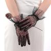 Damen Sexy Spitze Handschuhe Transparentes Punkt Netz Kurze Tüll Fäustlinge Club Abschlussball Party Tanzen Fischernetz Weißes Kleid Atmungsaktiver Handschuh