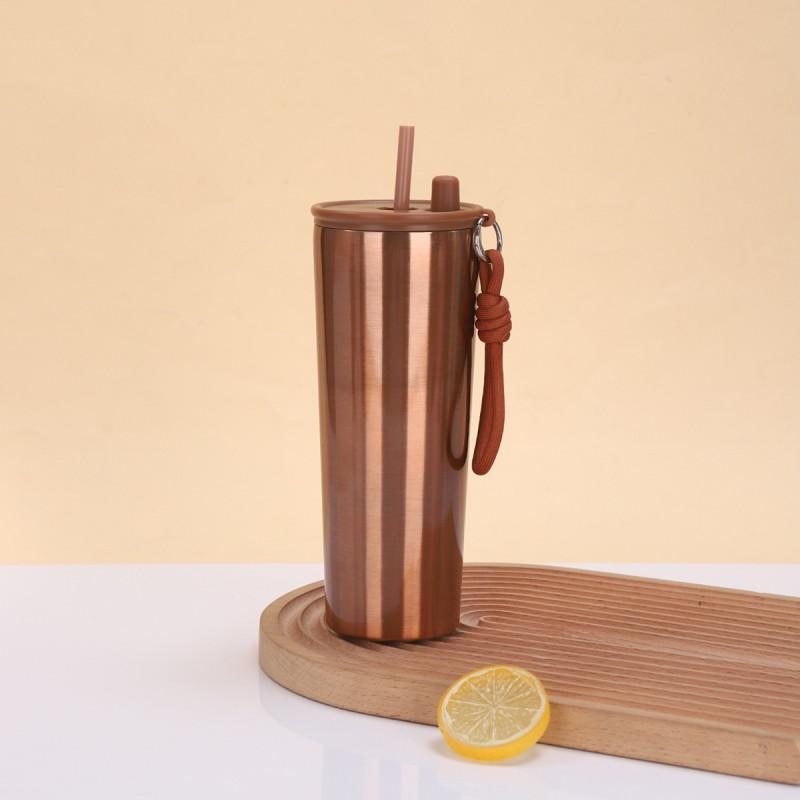 Stainless Steel Vacuum Insulated Travel Mug With Handle Straw 710ml Double Wall Car Cup Outdoor Office Commute