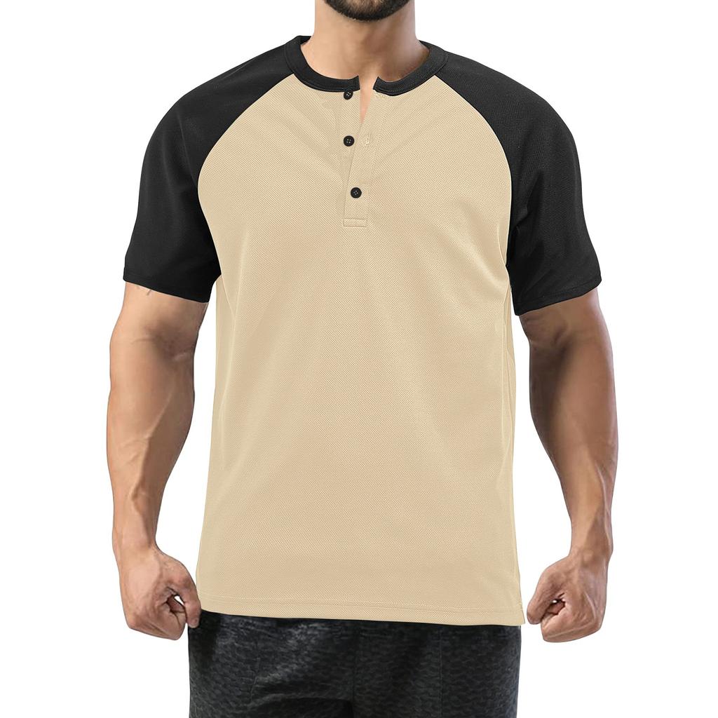 Men's Summer Colorblock Retro Short Sleeve Tops Men's Casual Fashion Tops