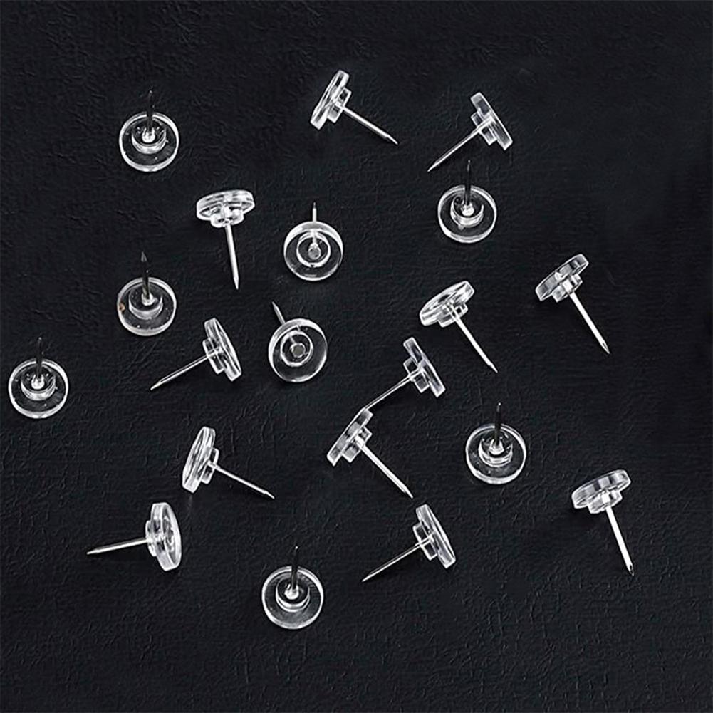 100pcs Round Clear Push Pins Thumb Tacks For Bulletin Board Posters Photos Postcards Office Home Decoration