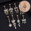 Stainless Steel Belly Navel Stud Elegant Navel Button Trendy Butterfly Chain Navel Ring  Beach