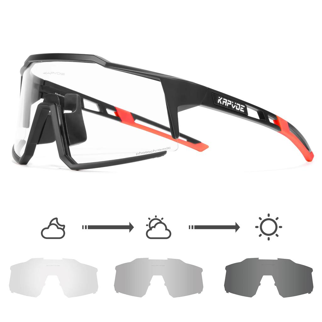 Kapvoe Photochromic Sunglasses Men Cycling Glasses UV400 MTB Clear Mountain Bike Transition Bicycle for Women Sports Eyewear