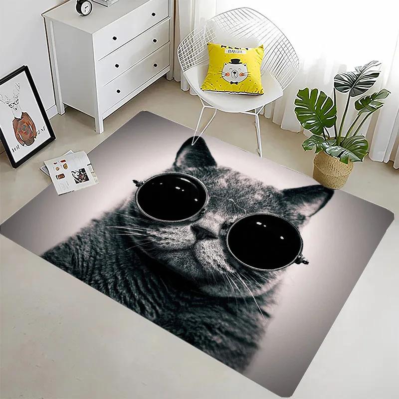 Funny Cat 3D Printing Large Area Carpets for Home Living Room Children's Bedroom Sofa Doormat Kitchen Floor Rugs Anti-slipDecor