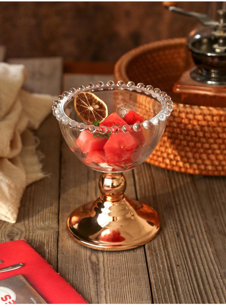 French High-Stemmed Glass Dessert Bowl - Ideal for Ice Cream, Sorbet, Sugar Water, or Other Desserts