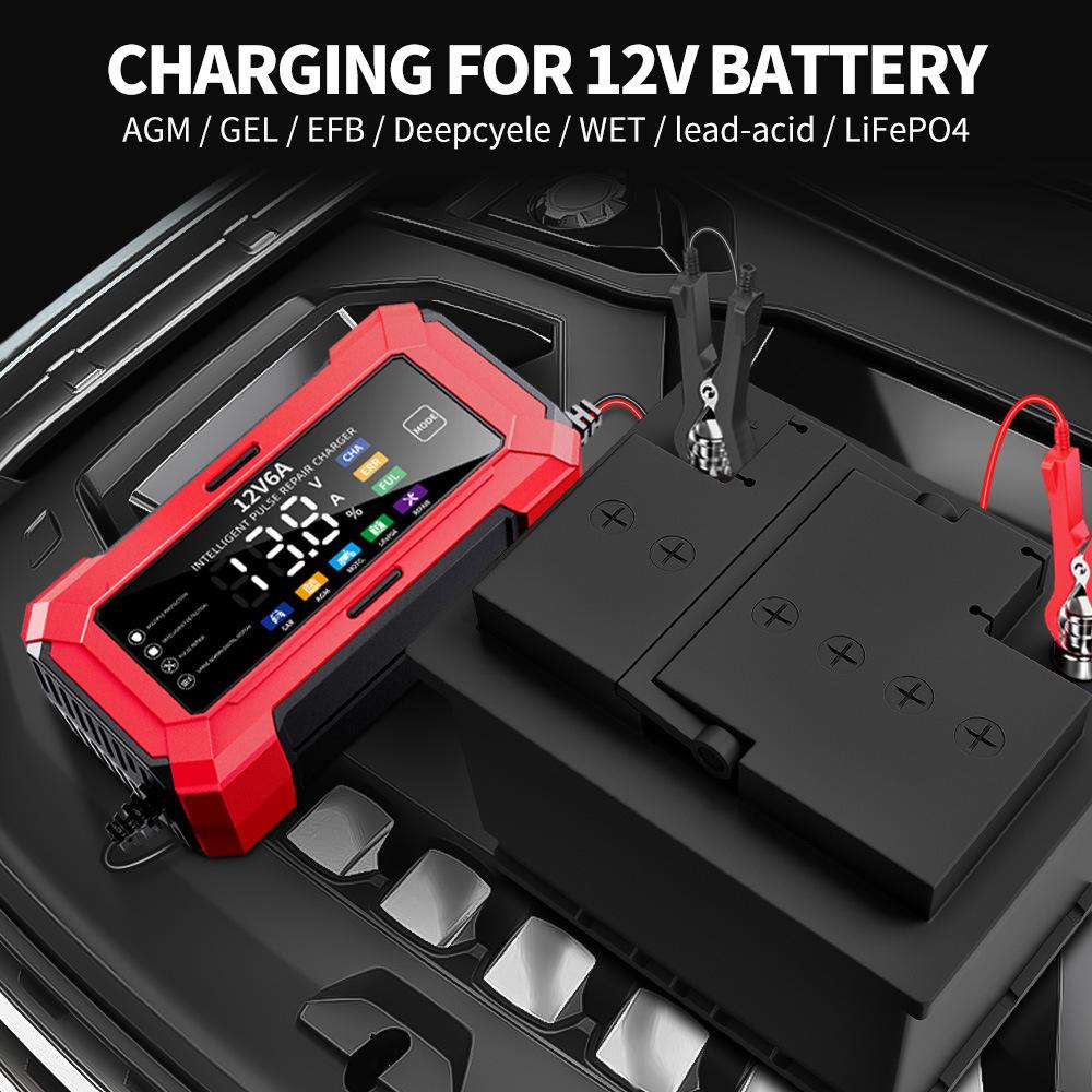 12V6A Car Battery Charger Motorcycle Battery Charger Smart Automatic Battery Charger