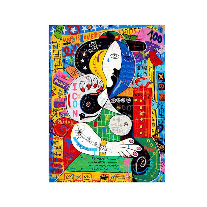 

Абстрактний портрет Поп Графіті Мистецтво Картини на полотні Густав Клімт Плакати та принти Настінні картини для домашнього декору у вітальні 21x30cm No Framed