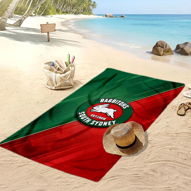 South Sydney Rabbitohs Strandtuch Druck Weich Tragbar Schnell?Trockenes Handtuch für Pool Sommerurlaub Outdoor Sport