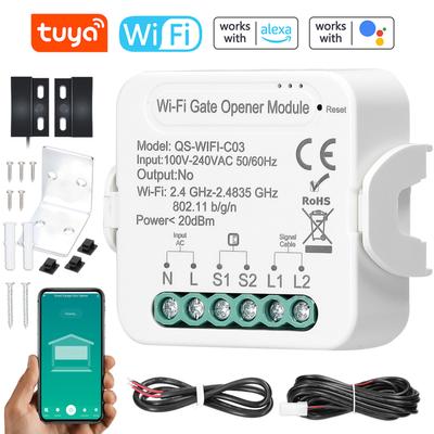 Controlador de puerta de garaje inteligente Tuya WiFi, módulo disyuntor, compatible con Alexa, Google Home, control por voz y aplicación.