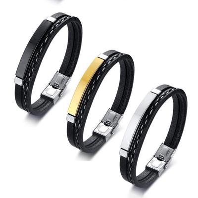 Unisex Minimalist Stainless Steel and Leather Woven Bracelet – Adjustable, Vintage Design