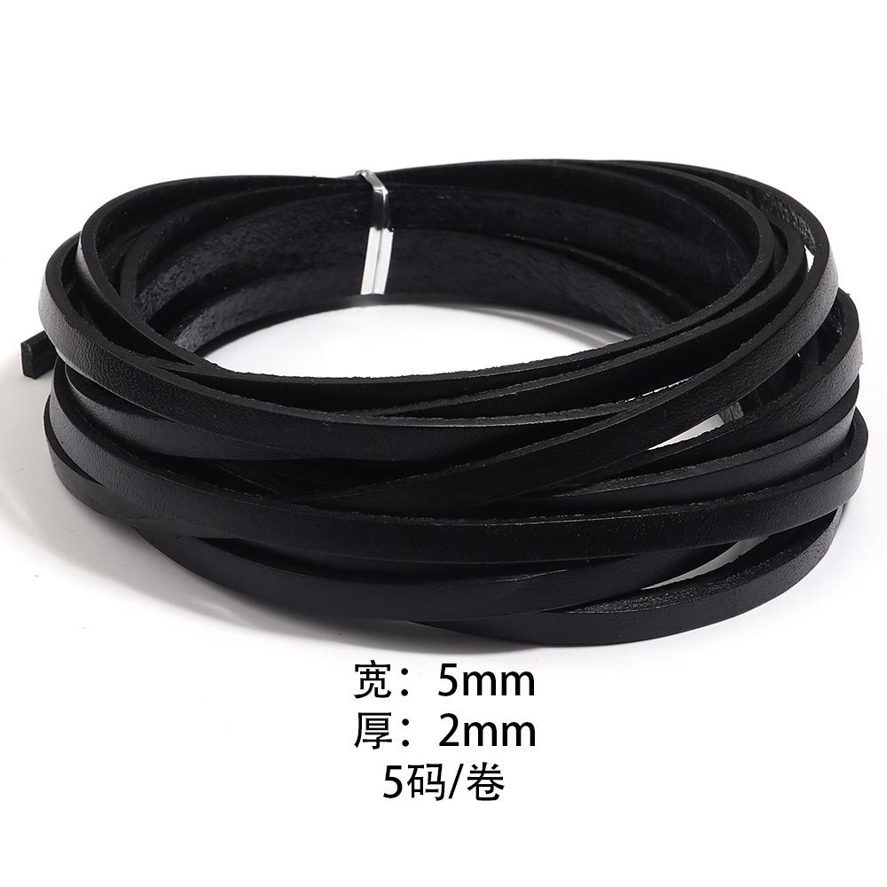 2-5Yards Genuine Cow Leather Cord Retro Black Flat Leather String Rope For DIY Jewelry Making Necklace Bracelets Accessories