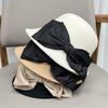Light Luxury French Fashion Curling Top Hat Women's Elegant Bow Wool Bucket Hat Women's Autumn and Winter Temperament Foreign Gas Basin Hat