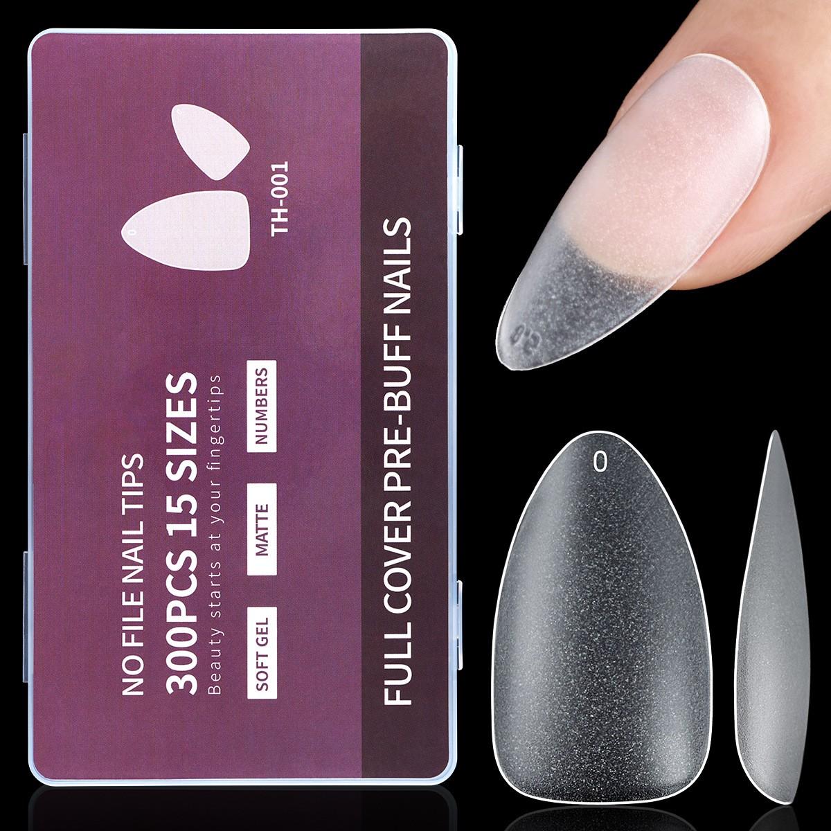 9 Options 300 Nail Extensions Seamless Ultra-thin Full Half Two Stickers No Polishing Short Finger Design Glue Pre-designed