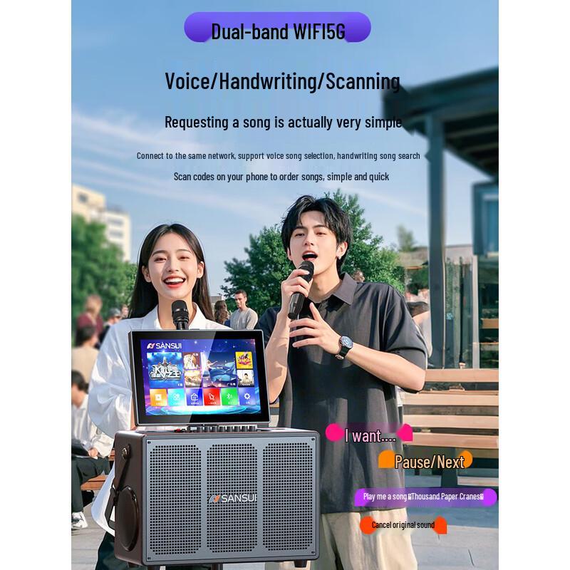 SANSUI Q60 Outdoor KTV Speaker with 17-inch Display