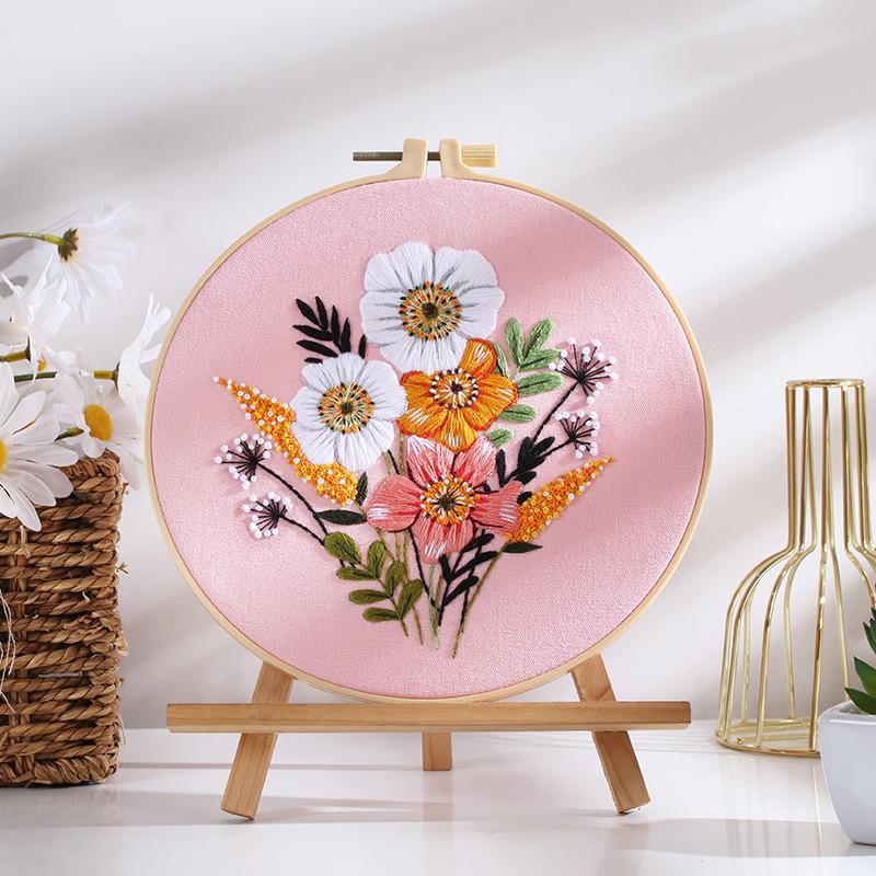 New Diy Handmade Embroidery Material Package, Colorful Time Flower Bouquet Bouquet