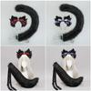 Cats Tail Lovely Cats Ears Hairband Plush Wolf Tail Halloween Party Costume Accessories for Adult Woman Man