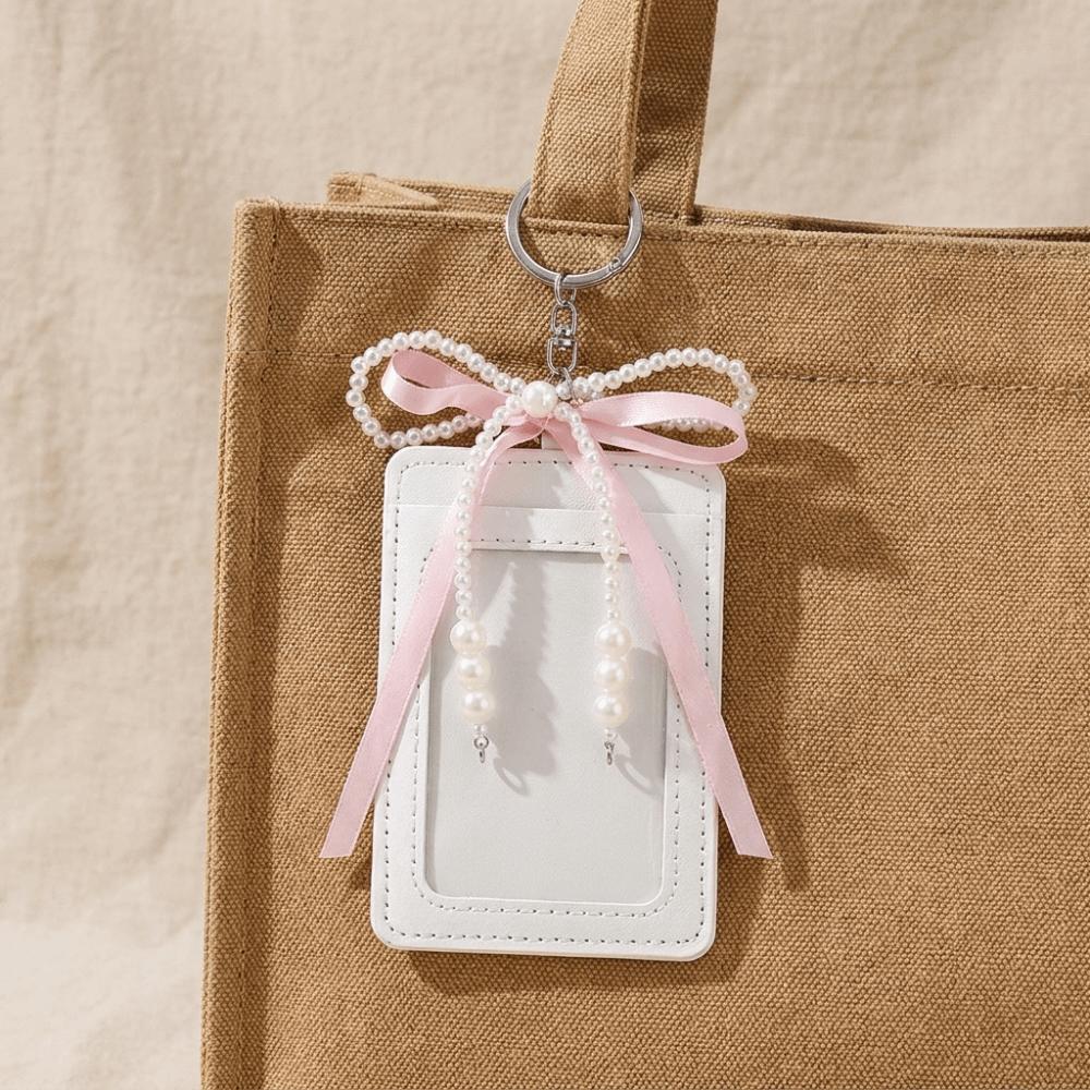 Pearl Short Card Bag PU Leather Bow Card Holder Causal Woman Wallet Lady