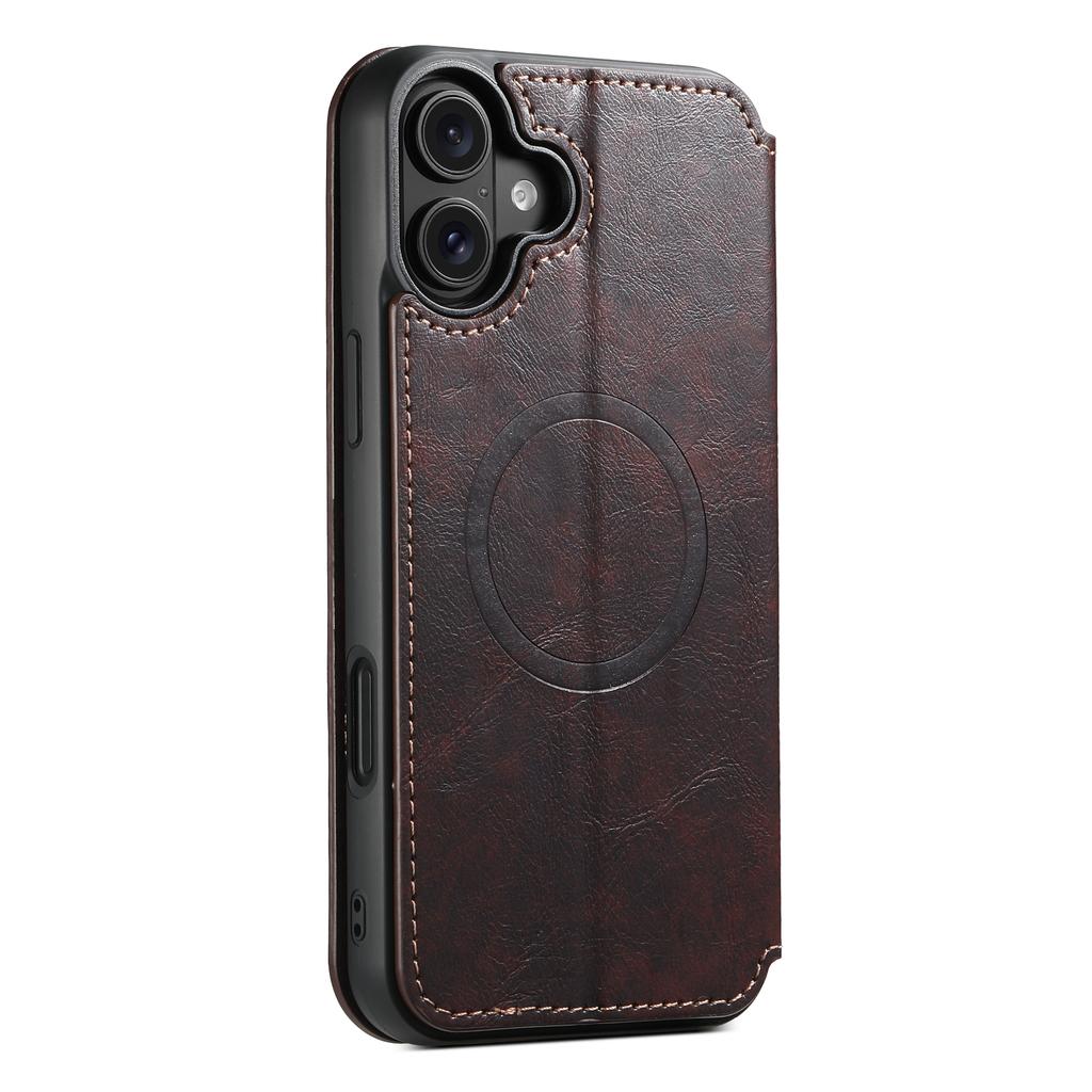 SUTENI J05 For iPhone 16 Deksel Kompatibelt med MagSafe Teksturert PU-skinn Flip-telefondeksel