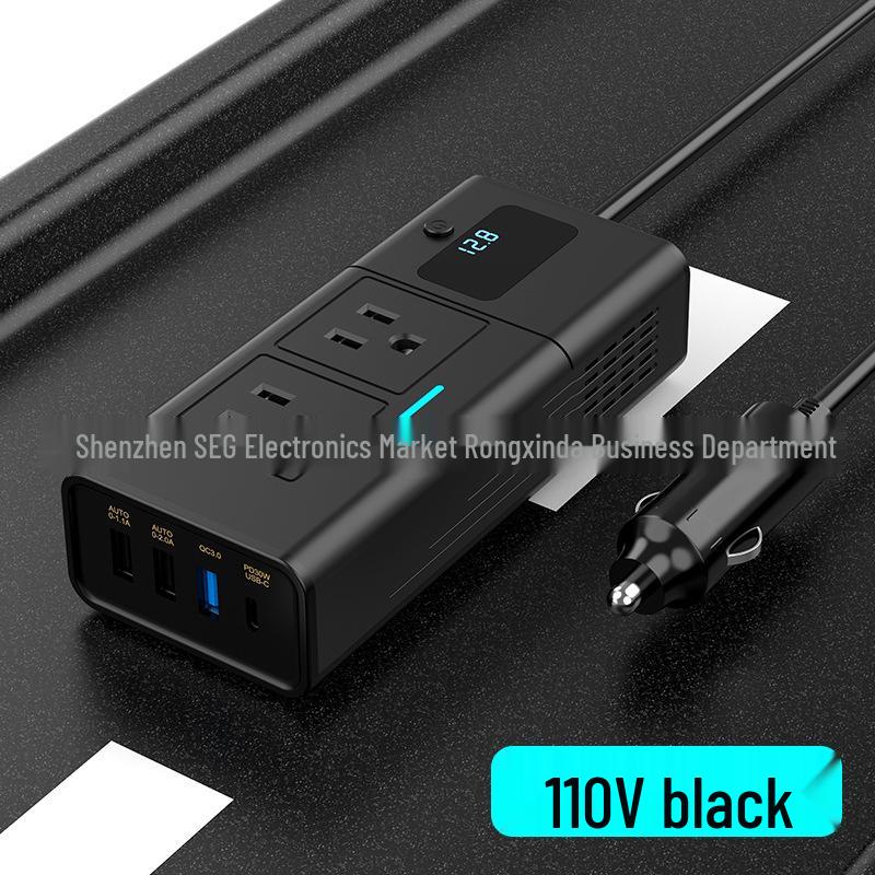 200W Multi-Function Car Power Station with Smart Display - 12V to 110V/220V AC
