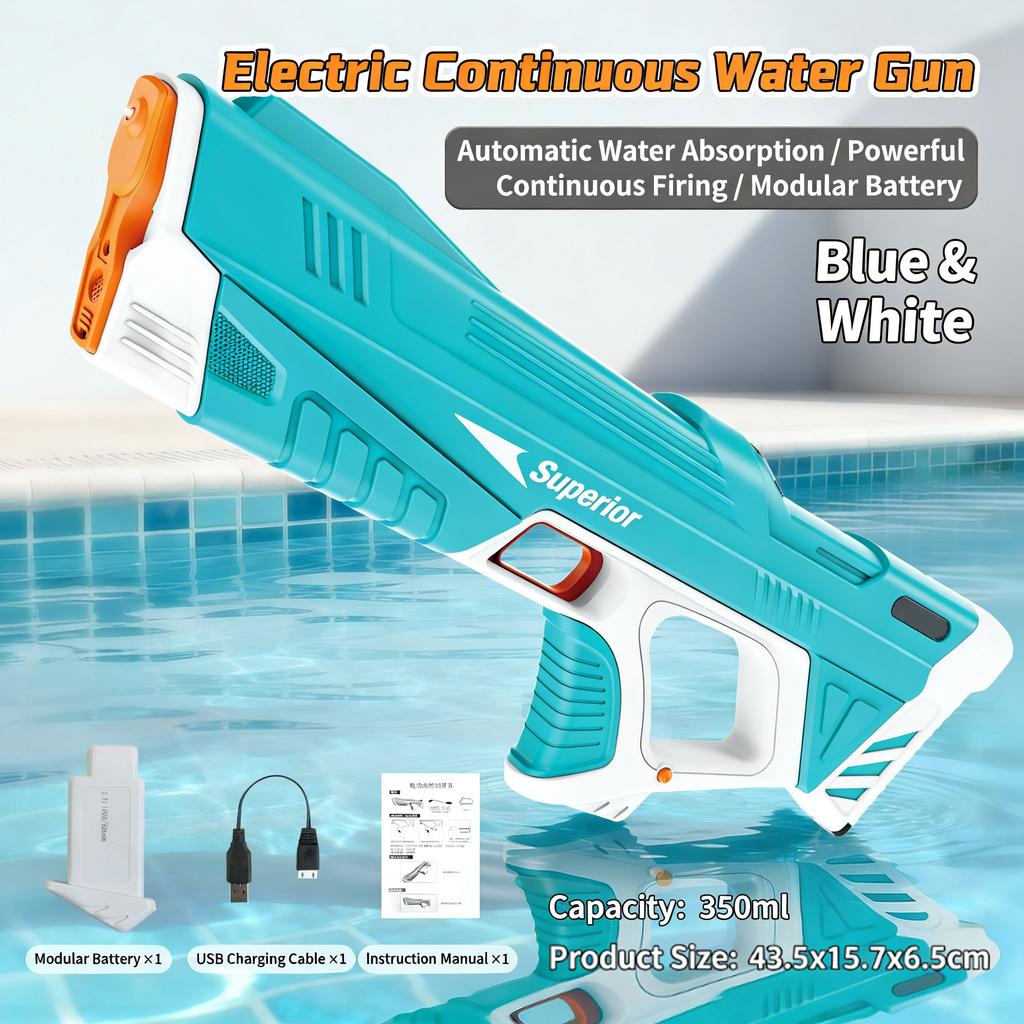 New Electric Water Guns Children Wholesale AutomaticWater Absorption Battery DisplayLarge Capacity Boys' Water PlayToyWater Gun