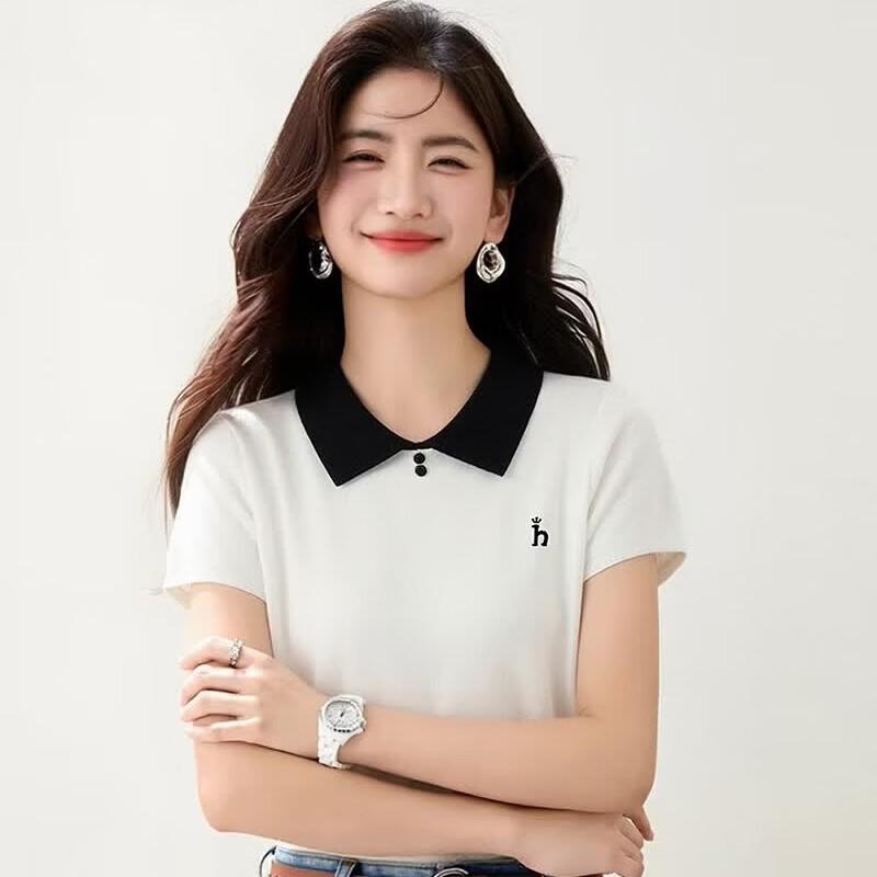 La Chapelle Women's Ice Silk Knit Letter Embroidered Top