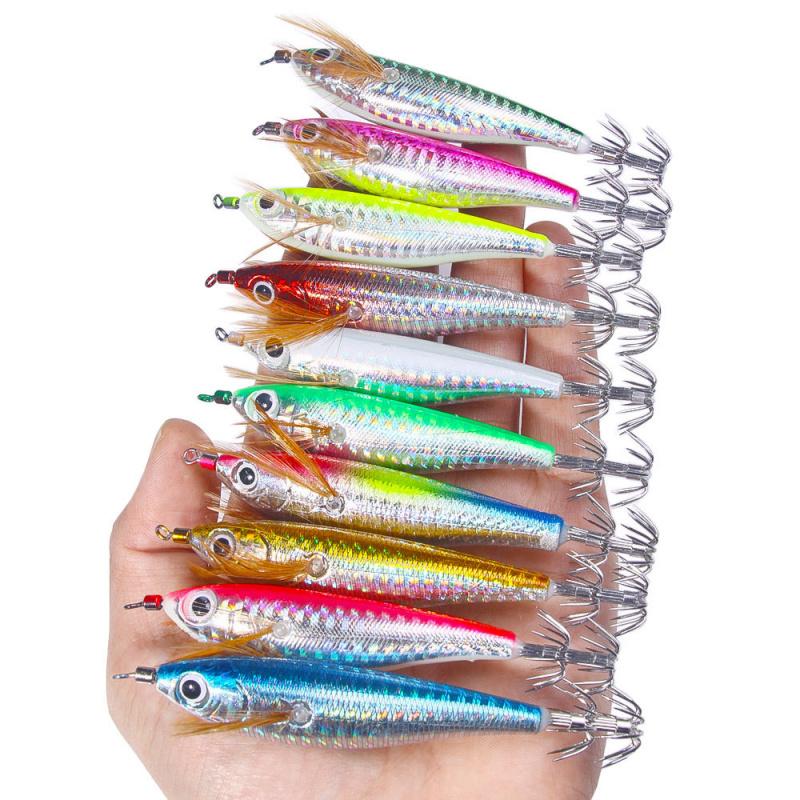 9GLuminous Horizontal Squid Hook10CMBionic Wood Shrimp Fake Bait Essential for sea fishing and freshwater night fishing
