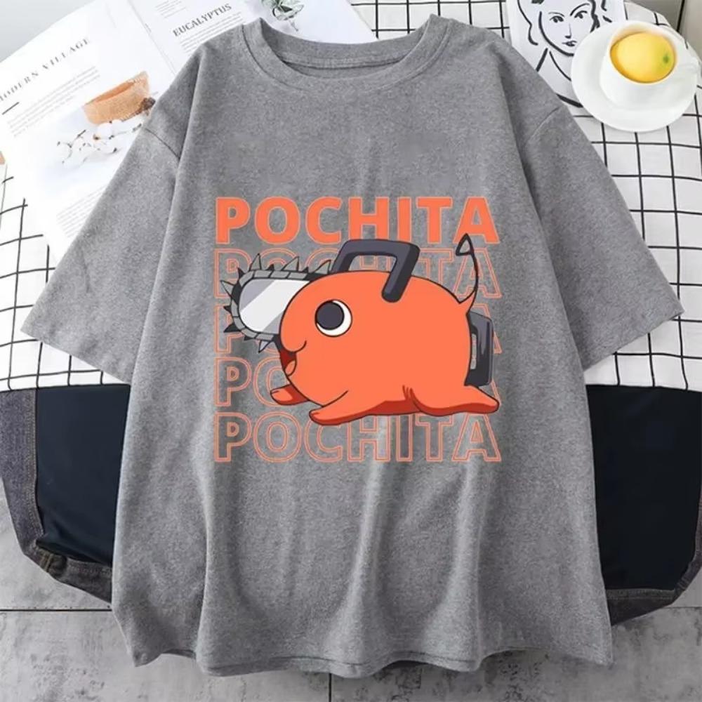 Anime T-Shirt Funny Pochita Graphic Printing Short Sleeve Summer Casual O-Neck Loose T-Shirt Tops Hip Hop Harajuku Oversized Tee