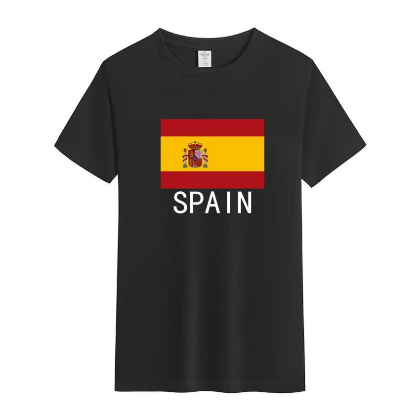2026 Summer New Design Spanish Flag Pattern TShirt HighQuality Fashion Casual Breathable Mens Roundneck Printed TShirt